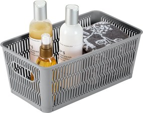 Orion M - Univerzálny košík NESTA, výsuvné klapky na stohovanie, sivý 29 x 17 x 12 cm