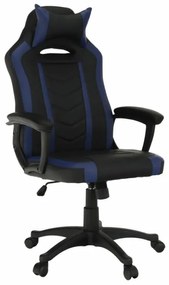 Jednoduché kancelárske/herné kreslo čierno-modrá ekokoža