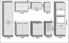 Kuchynská linka Belini 300 cm biely mat s pracovnou doskou Syntka2  TOR SYNTKA2/7/WT/WT/0/B1