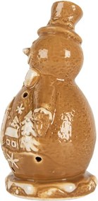 Christmas Decoration Snowman 11x8x16 Cm Brown Ceramic - 11*8*16 cm