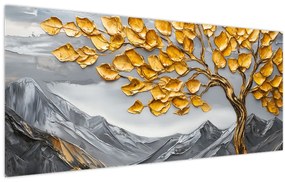 Obraz – Strom so zlatými listami (120x50 cm)