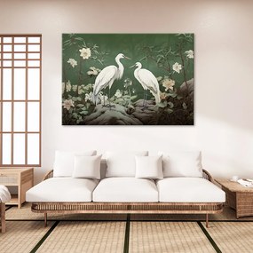 Obraz na plátně, Bílí jeřábi abstraktní - 100x70 cm