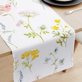 Goldea behúň na stôl 100% bavlnené plátno - kvitnúca lúka 35x180 cm