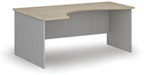 Ergonomický kancelársky pracovný stôl PRIMO GRAY, 1800 x 1200 mm, ľavý, sivá/dub prírodný