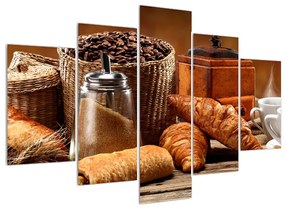 Obraz croissantov a kávy (150x105 cm)