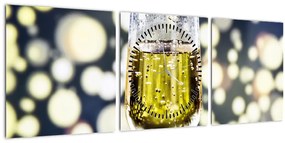 Obraz šampanského (s hodinami) (90x30 cm)