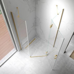 BPS-koupelny Päťuholníkový sprchový kút KZ10C GL 100x100 zlatá/transparent - bez vaničky