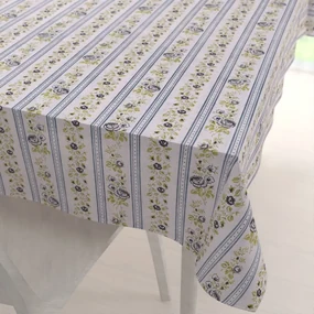 Biante Bavlnený obdĺžnikový obrus Sandra SA-348 Sivé popínavé kvety a modré pruhy 80x120 cm