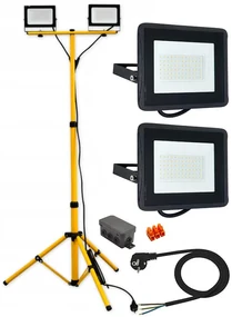 BERGE LED reflektor 2x50W teplá biela so statívom a napájacím káblom 1,5m