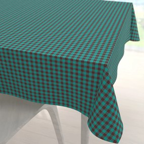 Biante Bavlnený štvorcový obrus Olivia OL-007 Tyrkysovo-hnedá kocka malá 130x130 cm