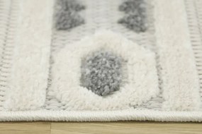 Šnúrkový koberec Stella D402A Etno sivý / strieborný / krémový