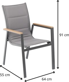 Záhradná stolička Alumio tmavosivá