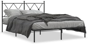 Kovový rám postele s čelom čierny 135x190 cm 376501