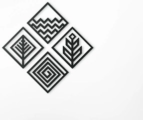 drevko Drevená nálepka 4 živly - oheň, voda, zem a vzduch Rozmer obrazu: 32,5 x 32,5 cm, Farba dekorácie: Čierna