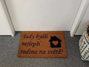 HOME ELEMENTS Rohožka z kokosových vlákien 40 x 60 cm, Tady bydlí nejlepší rodina na světě!