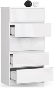 Komoda K60 5SZ CLP biela, lesk