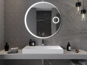 Mexen Ella, LED kúpeľňové zrkadlo s podsvietením a kozmetickým zrkadielkom 100x100 cm, 6000K, ochrana proti zahmlievaniu, 9811-100-100-611-00