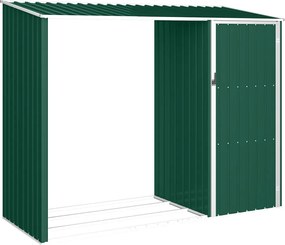 vidaXL Záhradná kôlňa na palivové drevo zelená 245x98x159 cm pozinkovaná oceľ