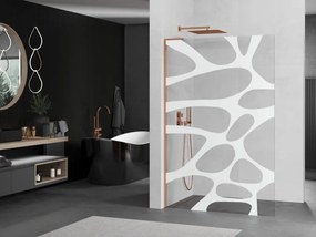 Mexen Kioto L, sprchová zástena Walk-In 80 x 200 cm, 8mm číre sklo biely vzor, ružové zlato profil, 800-080-103-60-97