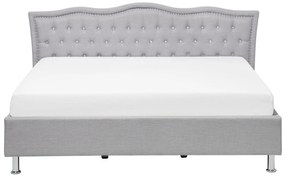 Čalúnená posteľ s úložným priestorom 160x200cm sivá METZ Beliani