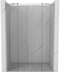 Mexen Velar Duo, posuvné sprchové dvere do otvoru 150 cm, 8mm číre sklo, brúsená oceľ, 871-150-000-02-97