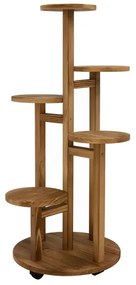 Drevený stojan na kvety –  6-poschodový s kolieskami