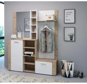 Predsieňová stena so zrkadlom KEVIN hnedá/biela