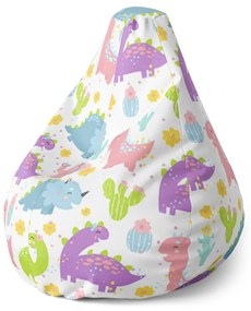 Sablio Sedací vak Pear Dinosaury a kaktusy - 70 x 95 x 15 cm