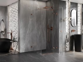 Mexen Lunar T, výklopný sprchový kút pravý 110 x 110 cm, 8mm číre sklo, profil ružové zlato, 834T-110-110-60-00-P