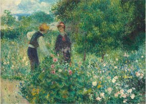 Sklenený obraz - Auguste Renoir, Picking Flowers, reprodukcia (70x50 cm)
