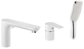 Invena Dokos, 3-otvorová vaňová batéria, biela-chrómová, INV-BW-19-S02-V