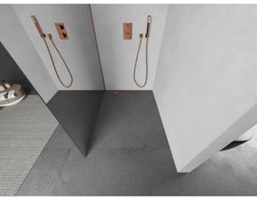 Mexen Kioto, sprchová zástena Walk-In 90 x 200 cm, 8mm sklo vzor zrkadlo, medený matný profil, 800-090-101-65-50