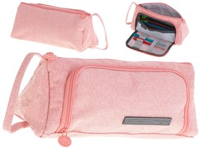 KIK Ružový školský peračník dvojitý vanity case - toaletný kufrík, priestranný 22x7x10cm