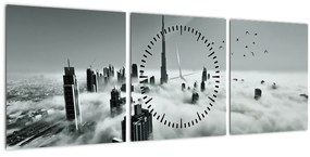 Obraz - Mrakodrapy v Dubai (s hodinami) (90x30 cm)