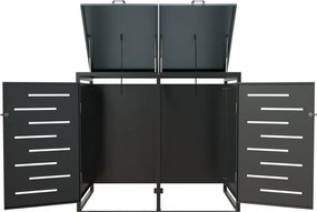 Kovový prístrešok pre 2 popolnice, antracit, 132×116×80 cm