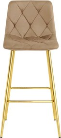 Barová stolička NADO zamatová, hnedá / zlatá