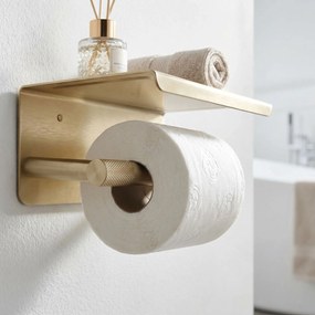 Rea Modern, držiak na toaletný papier s poličkou, brúsené zlato, REA-89052