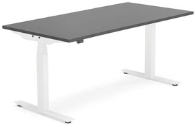 Výškovo nastaviteľný stôl MODULUS, T-rám, 1600x800 mm, čierna/biela