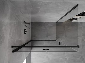 Mexen Mist-F T, 1-krídlový skladací sprchový kút ľavý 120 x 95 cm, číre sklo, čierny profil, 8A6T-120-095-70-00-L