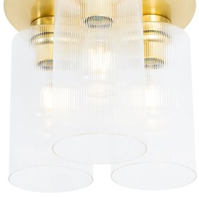 Art Deco stropné svietidlo zlaté so sklom 3-svetlo - Laura