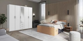 Šatníková skriňa Ben, 225 cm, biela