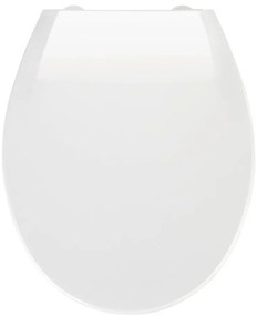 Biele WC sedadlo s jednoduchým zatváraním Wenko Kos, 44 × 37,5 cm