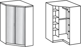 Rohová šatníková skriňa so zrkadlom Click, biela