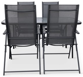 Záhradný jedálenský set Klaudia transparentný + 4x kovová stolička Pia