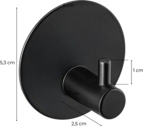 Erga Dapi, samolepiace háčiky na uteráky bez vŕtania, 4ks, Ø 5,3 cm, čierna matná, ERG-YKA-CH.DAPI4-BLK