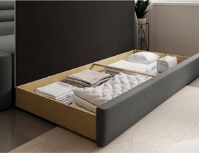 Taupe zamatová rozkladacia/s úložným priestorom pohovka pravý roh 223 cm Fabillo – ELTAP