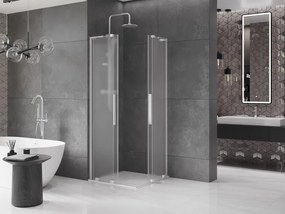 Mexen Velar L Duo, sprchový kút s posuvnými dverami 100 x 100 cm, 8mm sklo námraza, chrómová, 871-100-100-02-33-01