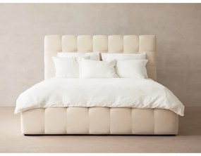 Béžová čalúnená dvojlôžková posteľ s úložným priestorom s roštom 140x200 cm Bali – Cosmopolitan Design