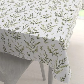 Biante Bavlnený obdĺžnikový obrus Sandra SA-718 Zelené vňate byliniek na bielom 60x100 cm