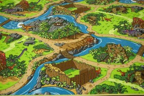 Detský koberec Dino dedina dinosaurov